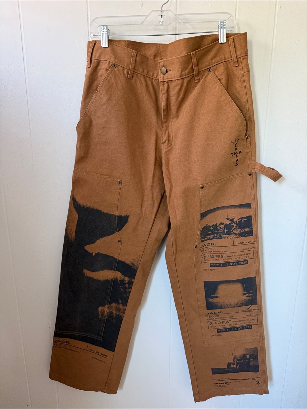Cactus Jack by Travis Scott Brown Cargo Pants with Black Graphic Panels
